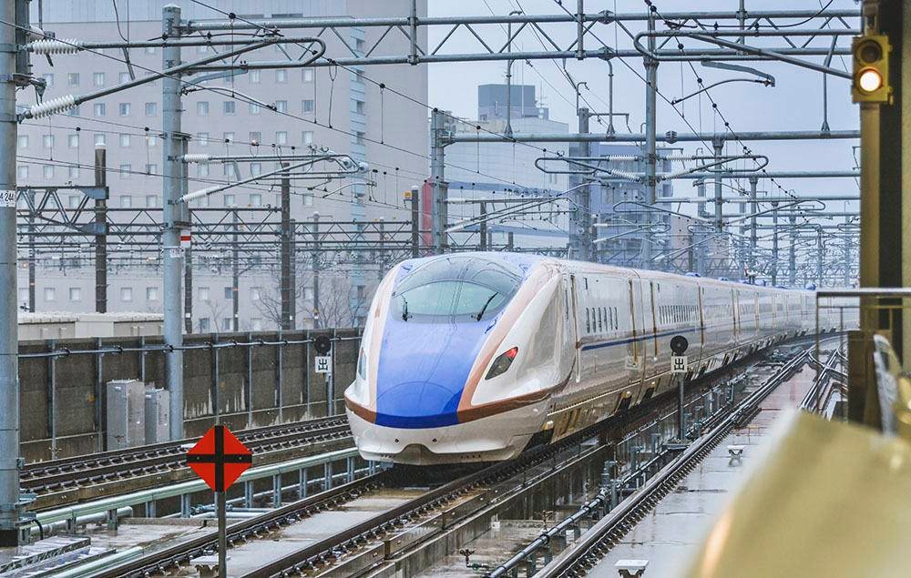 Kanazawa, Japan - April 1, 2015: The Shinkansen bullet train network of high-speed railway lines in Japan